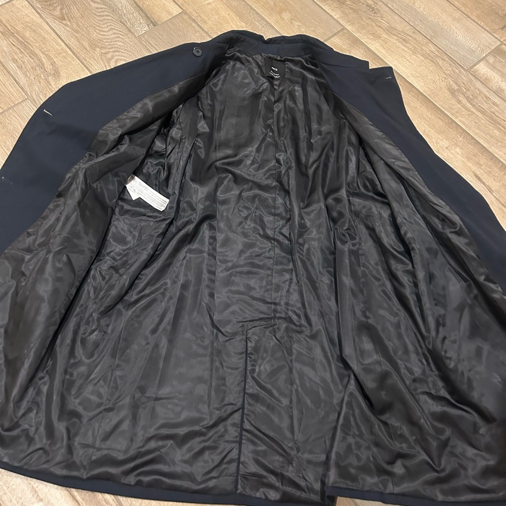 Mango MNG navy blue double-breasted water-repellent trench coat with a belt 2XL - Picture 7 of 12